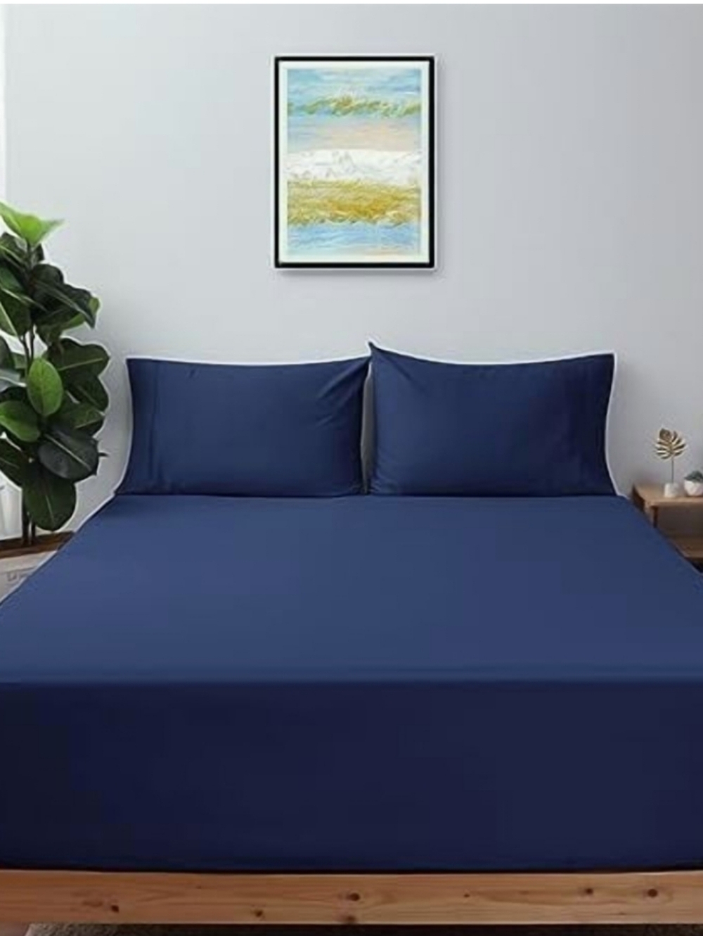 NWT Basics Navy Blue Queen Size Fitted Sheet